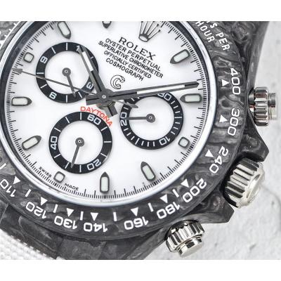 WWF Daytona Cronus Art X ETA A7750 Automatic Chronograph Mens Watch  Forged Carbon White Dial White Nylon