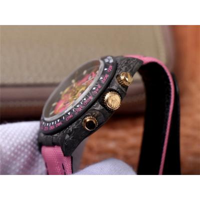 WWF Daytona Cronus Art X ETA A7750 Automatic Chronograph Mens Watch  Forged Carbon Angry Crocodile Dial Pink Nylon