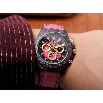 WWF Daytona Cronus Art X ETA A7750 Automatic Chronograph Mens Watch  Forged Carbon Angry Crocodile Dial Pink Nylon