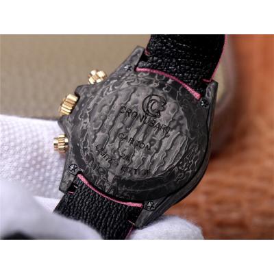 WWF Daytona Cronus Art X ETA A7750 Automatic Chronograph Mens Watch  Forged Carbon Angry Crocodile Dial Pink Nylon