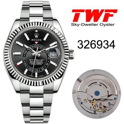 TWF Sky Dweller 326934 Black Dial A23J Automatic Mens Watch SS Oyster Bracelet Watches Best Edition