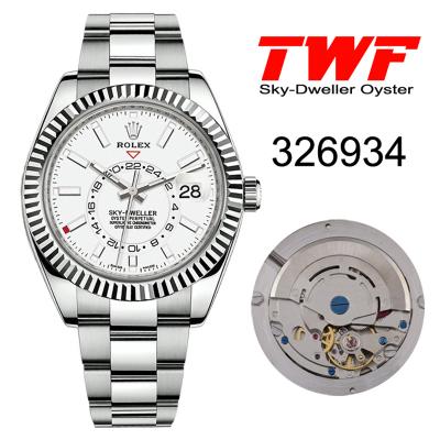 TWF Sky Dweller 326934 White Dial A23J Automatic Mens Watch SS Oyster Bracelet Watches Best Edition