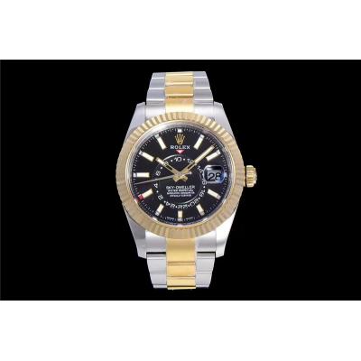 TWF Sky Dweller 326933 Black Dial A23J Automatic Mens Watch Two Tone YG SS Oyster Bracelet Best Edition