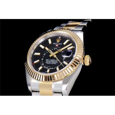 TWF Sky Dweller 326933 Black Dial A23J Automatic Mens Watch Two Tone YG SS Oyster Bracelet Best Edition