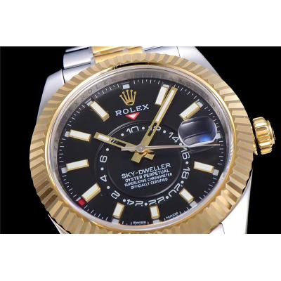 TWF Sky Dweller 326933 Black Dial A23J Automatic Mens Watch Two Tone YG SS Oyster Bracelet Best Edition