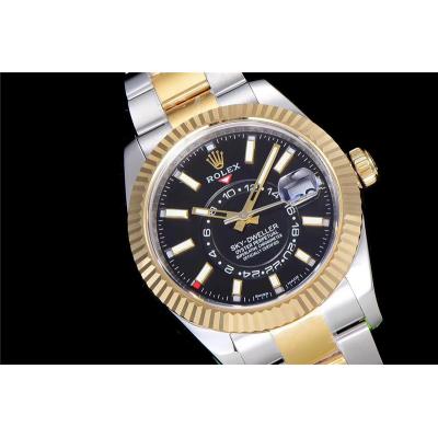 TWF Sky Dweller 326933 Black Dial A23J Automatic Mens Watch Two Tone YG SS Oyster Bracelet Best Edition