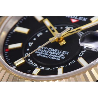 TWF Sky Dweller 326933 Black Dial A23J Automatic Mens Watch Two Tone YG SS Oyster Bracelet Best Edition