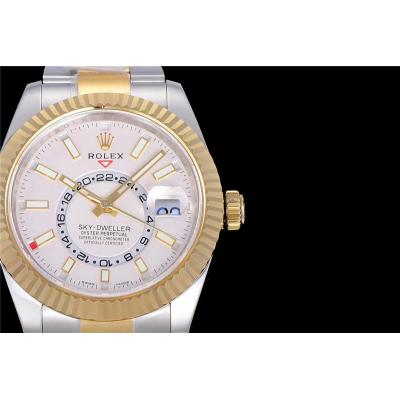 TWF Sky Dweller 326933 White Dial A23J Automatic Mens Watch Two Tone YG SS Oyster Bracelet Best Edition