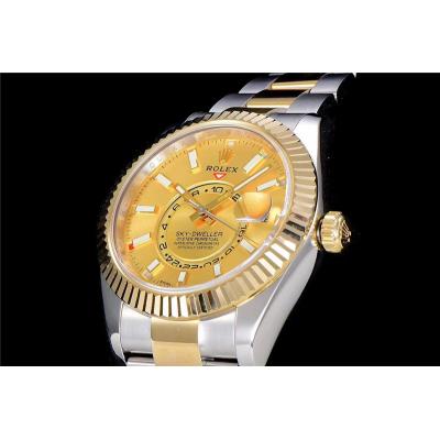 TWF Sky Dweller 326933 Gold Dial A23J Automatic Mens Watch Two Tone YG SS Oyster Bracelet Best Edition