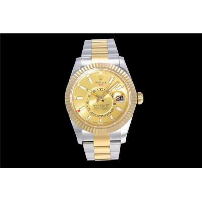 TWF Sky Dweller 326933 Gold Dial A23J Automatic Mens Watch Two Tone YG SS Oyster Bracelet Best Edition