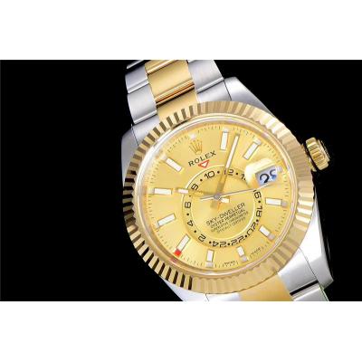 TWF Sky Dweller 326933 Gold Dial A23J Automatic Mens Watch Two Tone YG SS Oyster Bracelet Best Edition