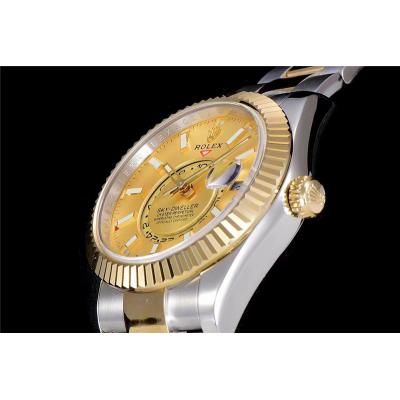 TWF Sky Dweller 326933 Gold Dial A23J Automatic Mens Watch Two Tone YG SS Oyster Bracelet Best Edition