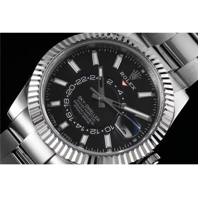 NOOB Sky-Dweller 326934  A9001 Automatic Mens Watch Black Dial SS Oyster Bracelet Best Edition