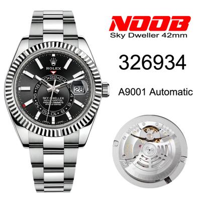 NOOB Sky-Dweller 326934  A9001 Automatic Mens Watch Black Dial SS Oyster Bracelet Best Edition