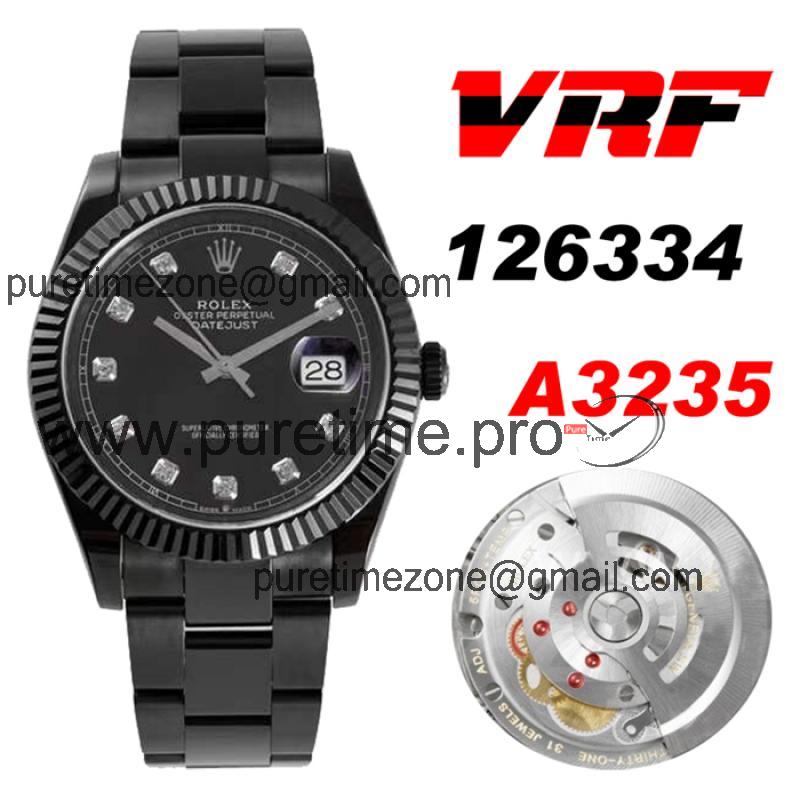 VRF DateJust 41 126334 VR3235 Automatic Mens Watch PVD Steel All Black Diamonds Oyster Best Edition