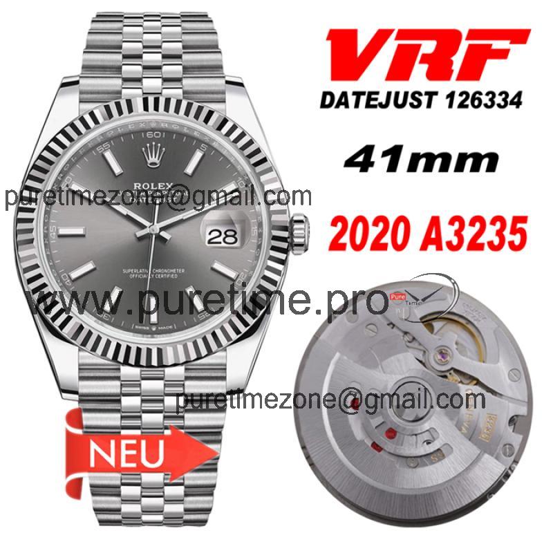 VRF DateJust 41 126334 VR3235 Automatic Mens Watch 904L Steel Gray Dial Jubilee Bracelet Best Edition