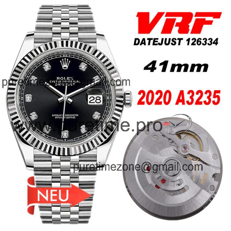 VRF DateJust 41 126334 VR3235 Automatic Mens Watch 904L Steel Black Dial Jubilee Bracelet Best Edition