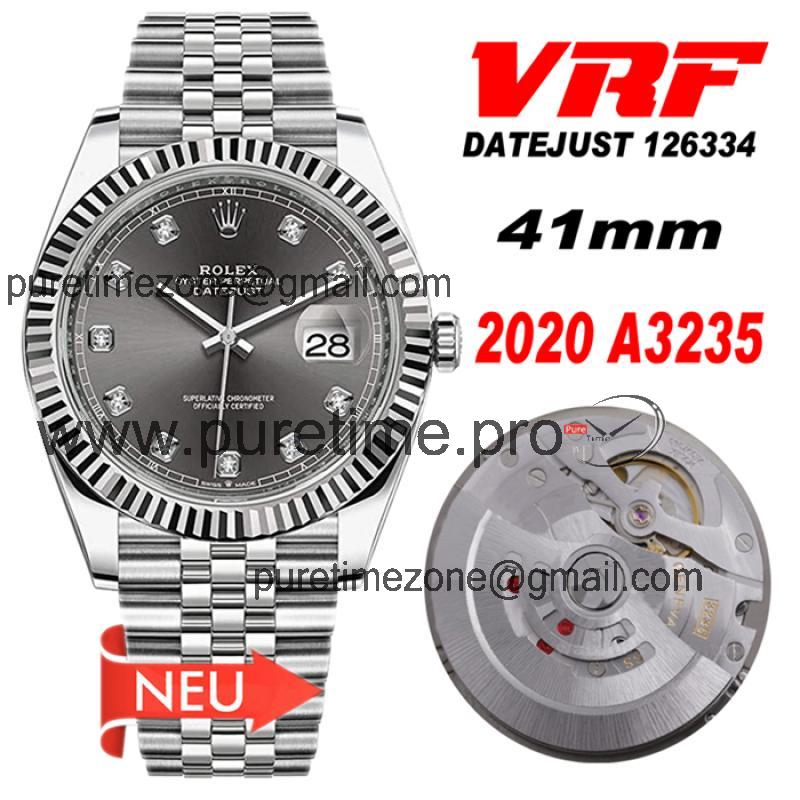 VRF DateJust 41 126334 VR3235 Automatic Mens Watch 904L Steel Gray Dial Jubilee Bracelet Best Edition