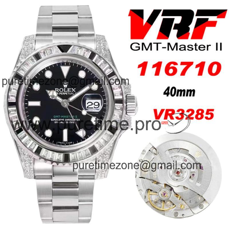 VRF V3 GMT-Master II 126710 VR3285 Automatic Mens Watch Black/White Diamonds 904L SS Bracelet Best Edition