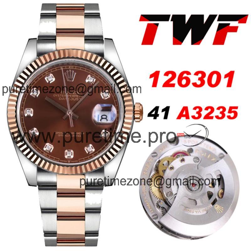 TWF Datejust 41 126334 A3235 Automatic Mens Watch Two Tonr RG MOP 904L Steel Oyster Bracelet Best Edition