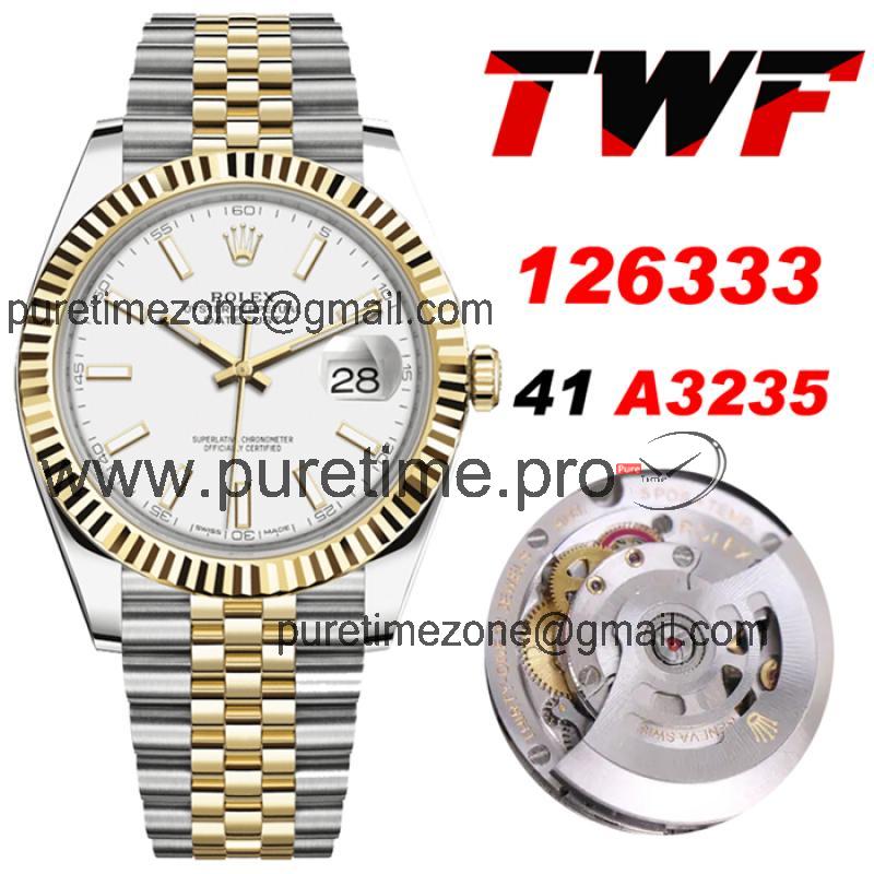 TWF Datejust 41 126334 A3235 Automatic Mens Watch Two Tonr YG Silver Dial 904L Steel Jubilee Bracelet Best Edition