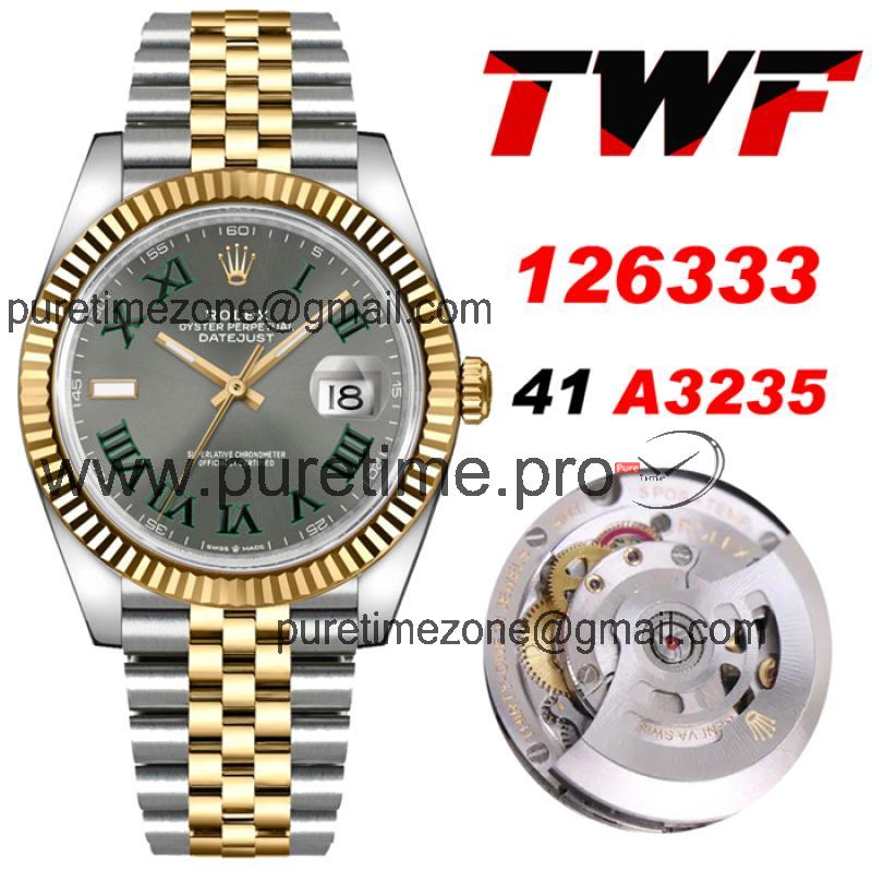 TWF Datejust 41 126334 A3235 Automatic Mens Watch Two Tonr YG Gray Dial 904L Steel Jubilee Bracelet Best Edition