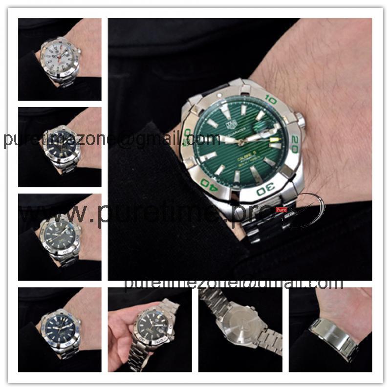 Replica Aquaracer A21J Automatic Mens Watch Green Dial SS Bracelet