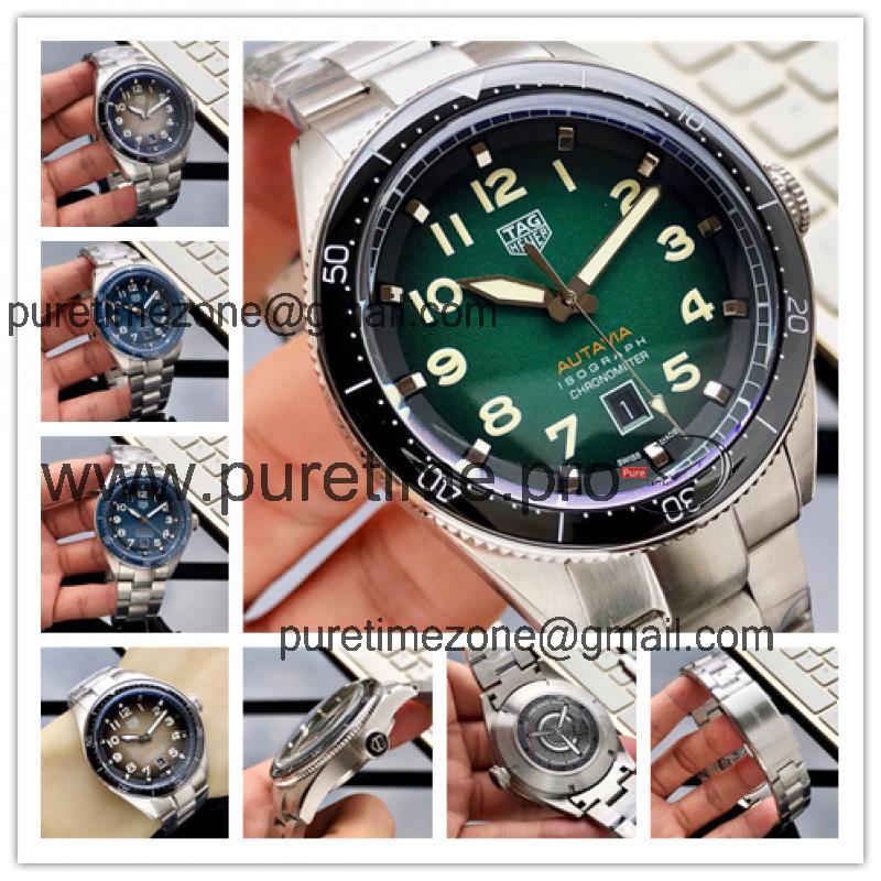 Replica Autavia Automatic Mens Watch Green Dial SS Bracelet