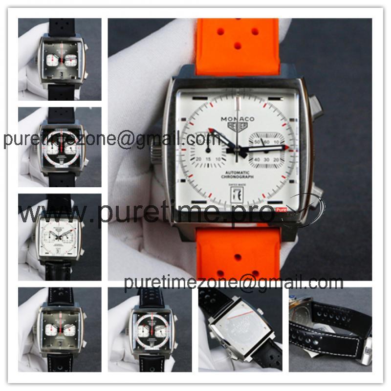 Replica Monaco Japan vk Quartz Mens Watch White Dial Rubber Strap