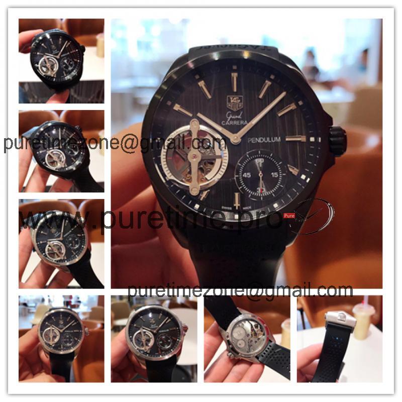 Replica Carrera Automatic Tourbillon Mens Watch Black Dial Rubber Strap