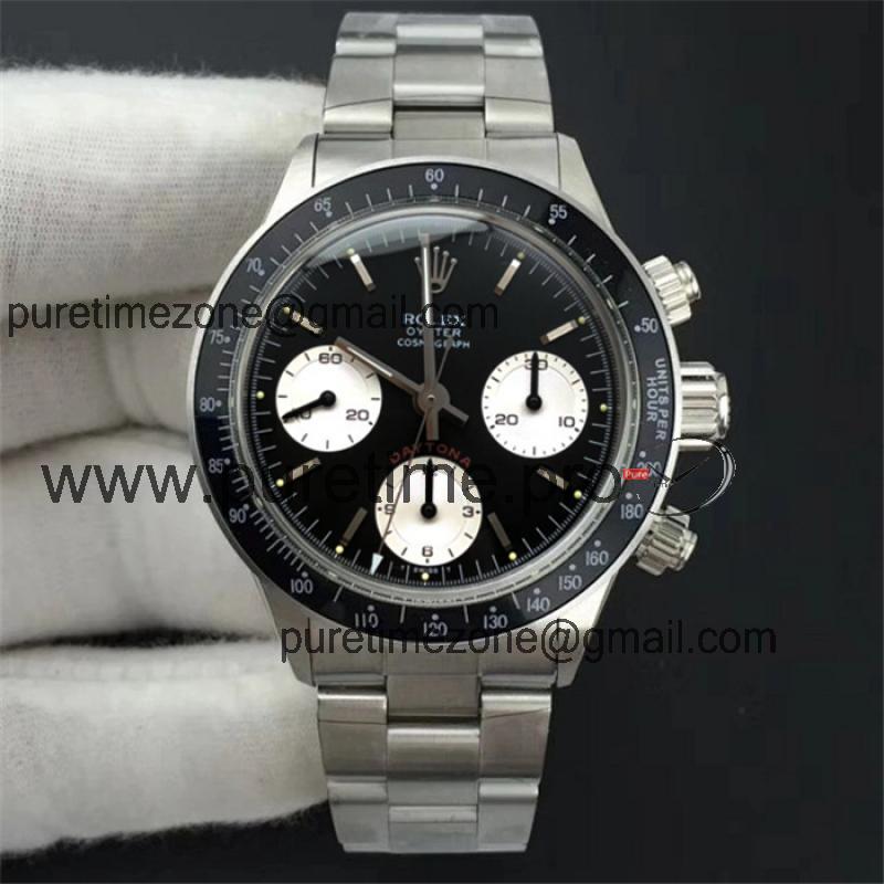 SNF "Paul Newman"Daytona 6263 Circa 1967 Rare Vintage ST91 Manual Winding Mens Watch Black Dial SS Best Edition I