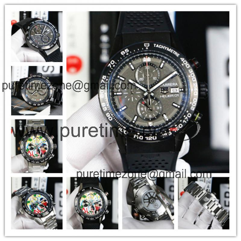 Replica Carrera  Japan Quartz​ chronograph​ Mens Watch Gray Dial Rubber Strap