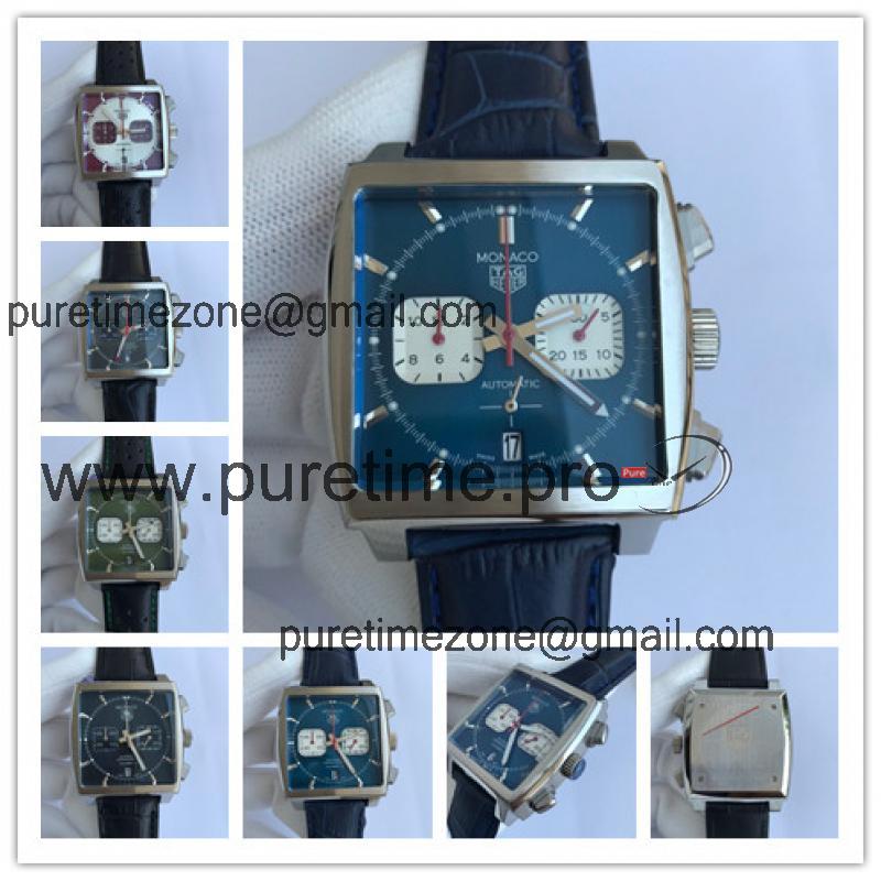 Replica Monaco Japan vk Quartz chronograph Mens Watch  Blue Dial Leather Strap A