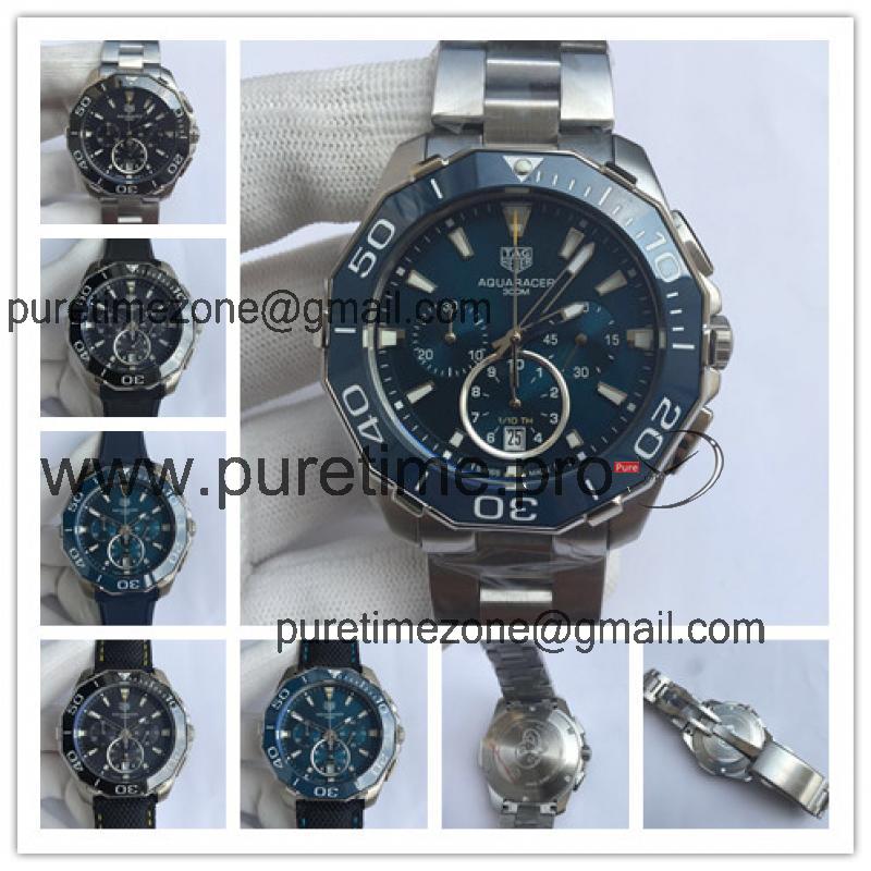 Replica Aquaracer Japan Quartz chronograph  Mens Watch Blue Dial Stainless steel