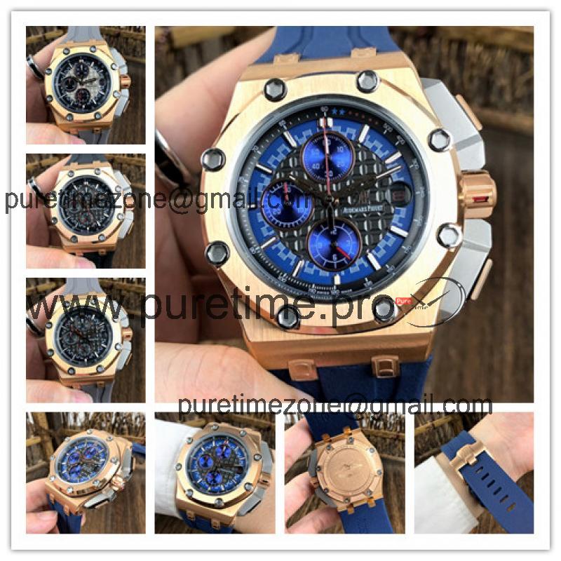 Royal Oak Offshore Japan  Quartz chronograph Mens Watch Blue Dial  Rubber Strap A   C07