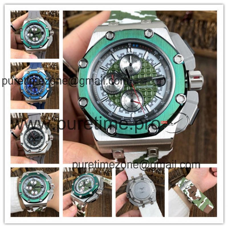 Royal Oak Offshore Japan  Quartz chronograph Mens Watch  Green Dial Rubber Strap C    C07