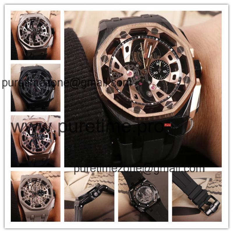 Royal Oak Offshore Japan  Quartz chronograph Mens Watch Skeleton Dial Rubber Strap E28