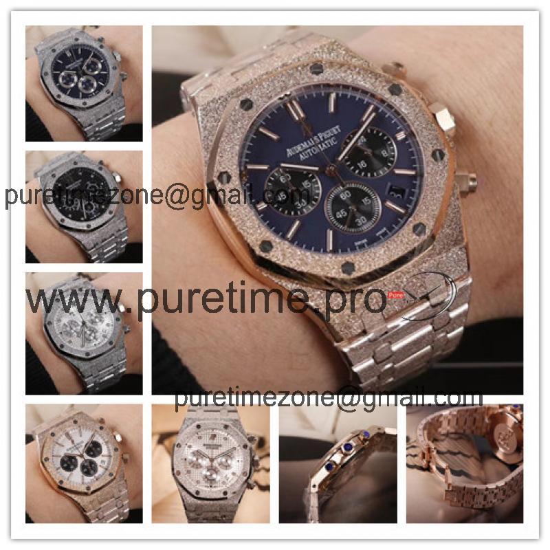 Royal Oak Japan  Quartz chronograph Mens Watch Blue Dial Frosted Gold B E30