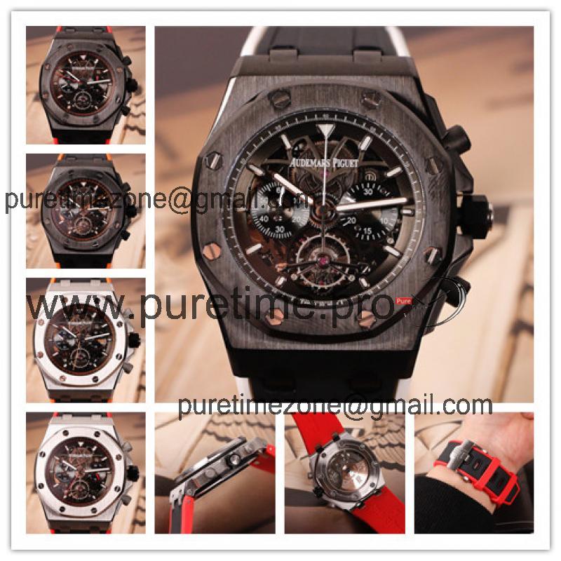 Royal Oak A21J Automatic Movement  Mens Watch Skeleton Dial Rubber Strap E34