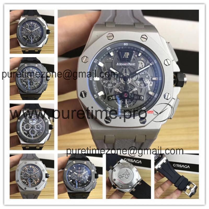 Royal Oak Japan  Quartz chronograph Mens Watch  Gray Dial Rubber Strap B E37