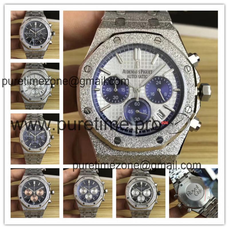 Royal Oak Japan VK Quartz chronograph Mens Watch White Dial Frosted Gold A E40