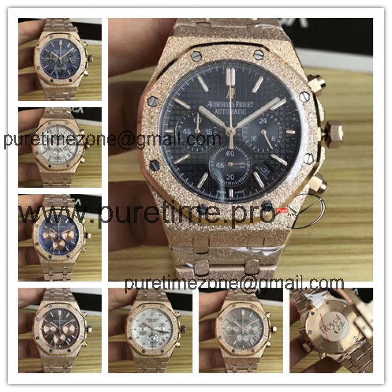 Royal Oak Japan VK Quartz chronograph Mens Watch White Dial Frosted Gold B E40