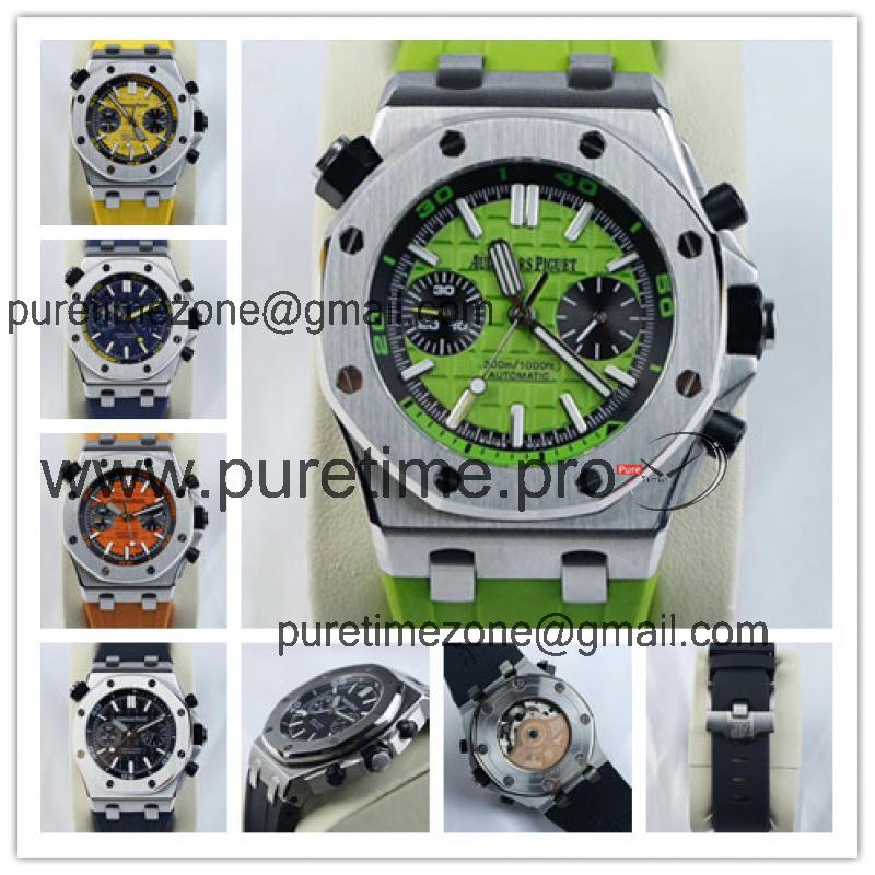 Replica  Royal Oak A21J Automatic Movement   Mens Watch Green Dial Rubber Strap E44