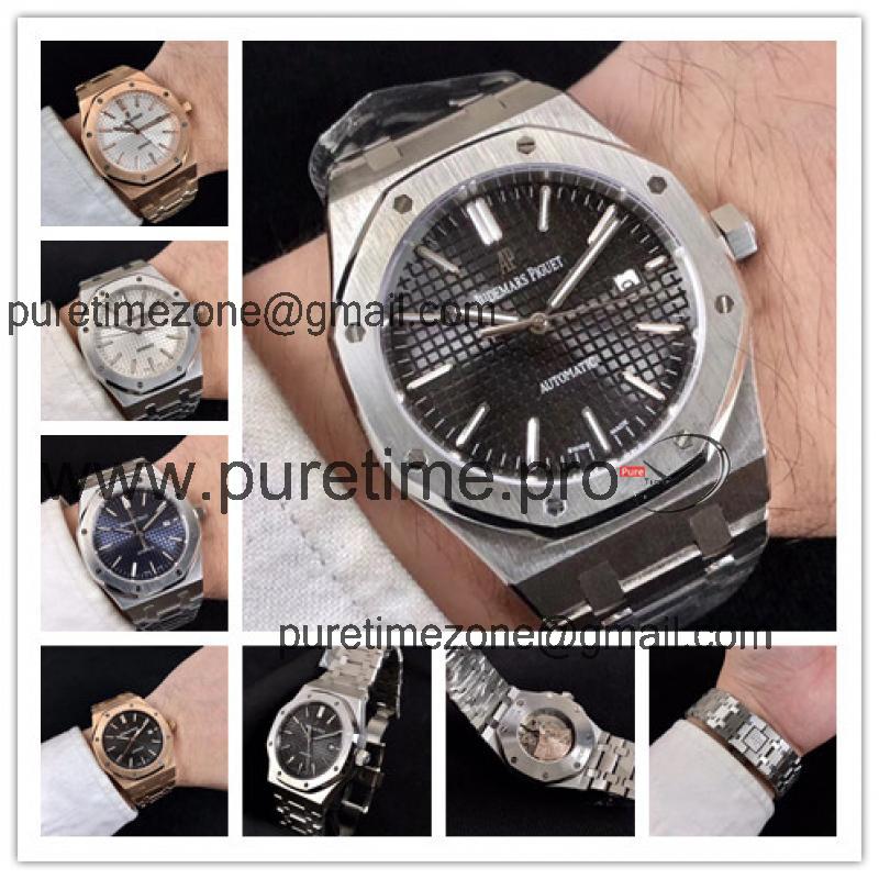 Replica  Royal Oak A21J Automatic Movement   Mens Watch Black Dial Stainless steel C E46