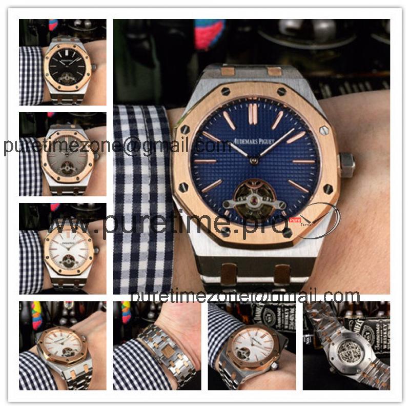 Replica  Royal Oak A21J Automatic Movement   Mens Watch Blue Dial Two Tone Rose Gold  B E47