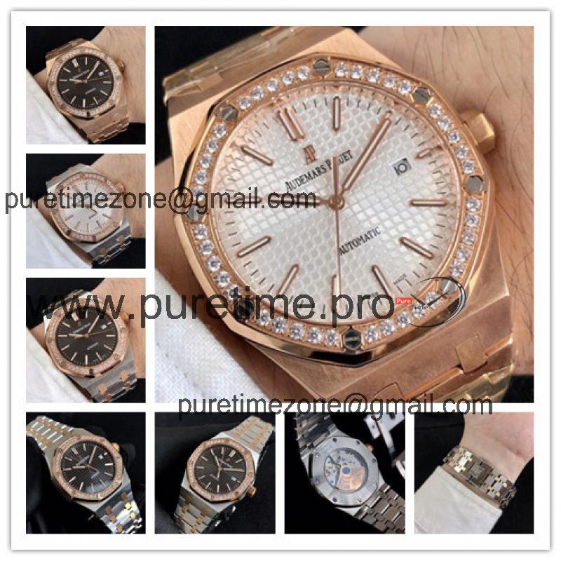 Replica  Royal Oak A21J Automatic Movement   Mens Watch Blue Dial Rose Gold A E51