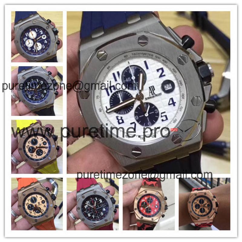 Replica  Royal Oak Japan Quartz chronograph Mens Watch White Dial Rubber Strap E58