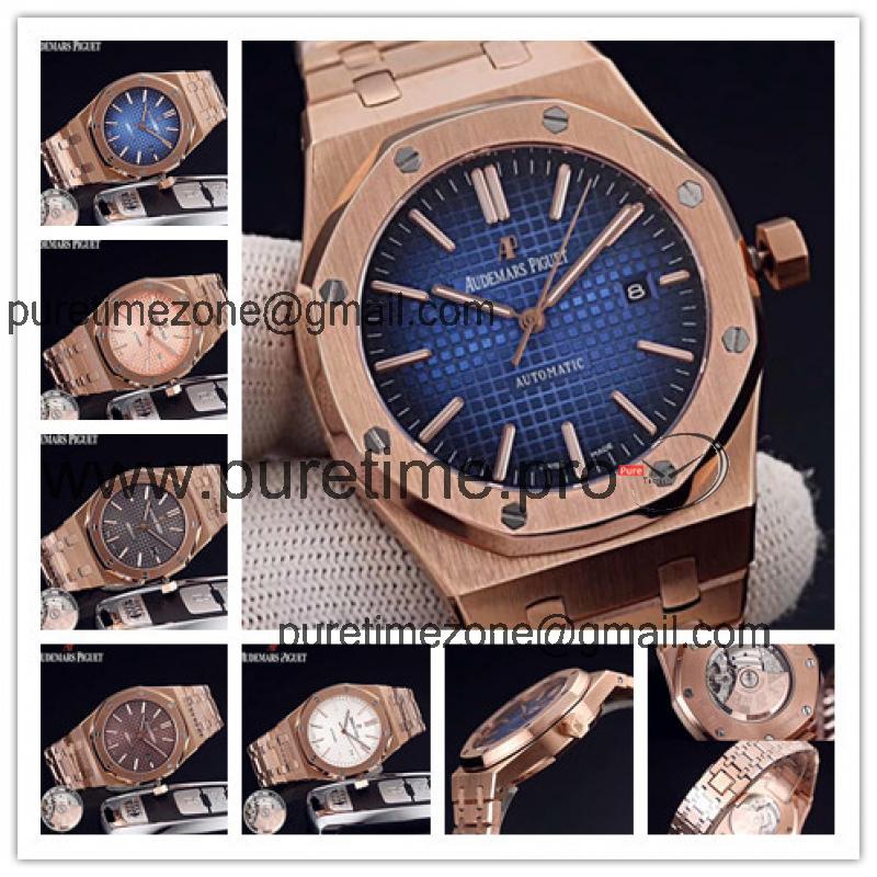 Replica  Royal Oak A3120 Automatic Movement   Mens Watch Blue Dial Rose Gold D E59