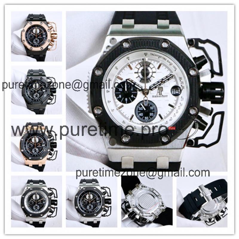 Replica  Royal Oak Japan Quartz chronograph Mens Watch White Dial  Rubber Strap E63