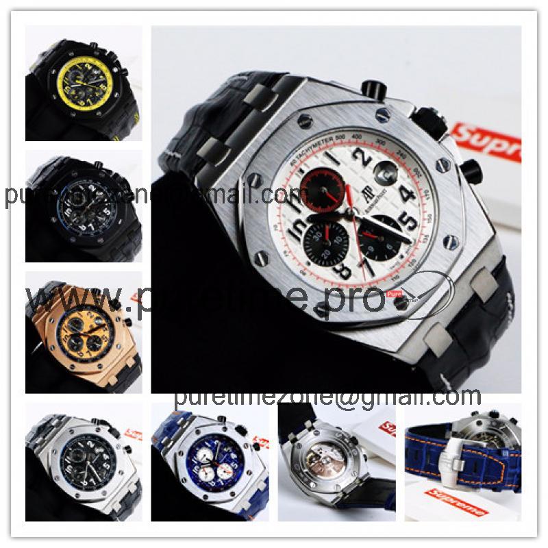 Replica  Royal Oak Offshore A21J Automatic Movement   Mens Watch White Dial Leather Strap A E65